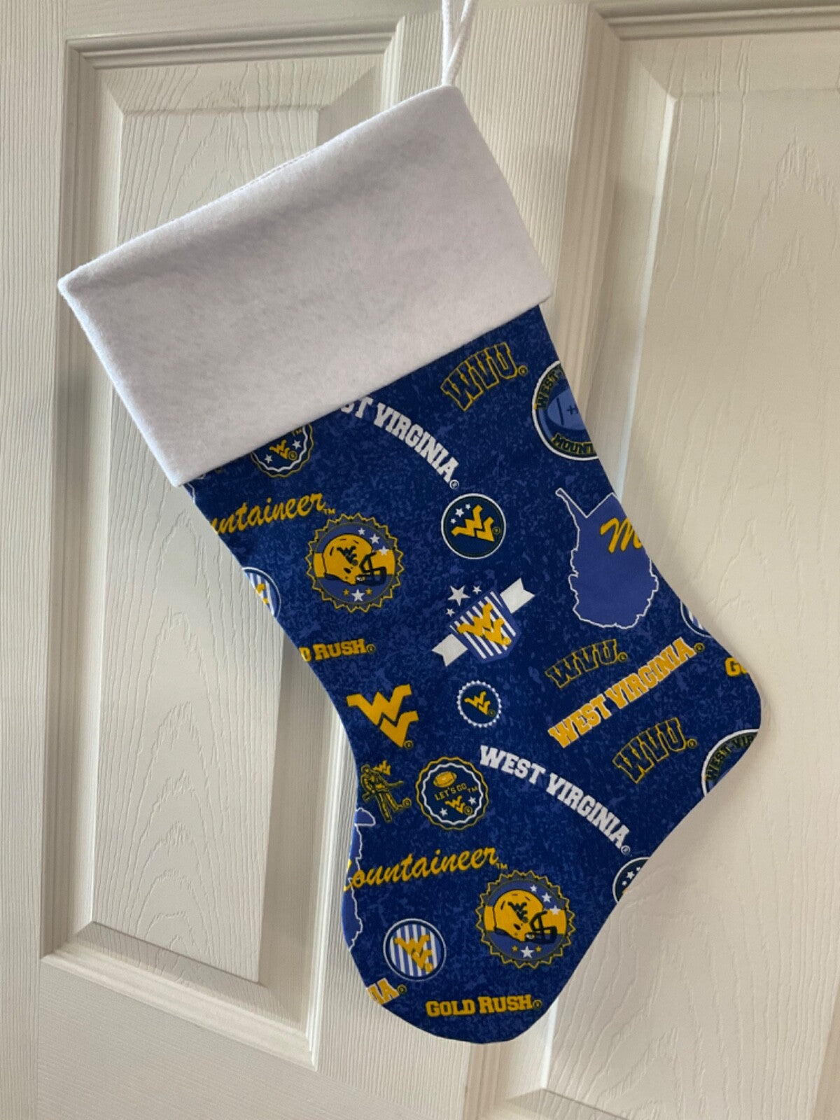 West Virginia Mountaineers State Design Christmas Stocking