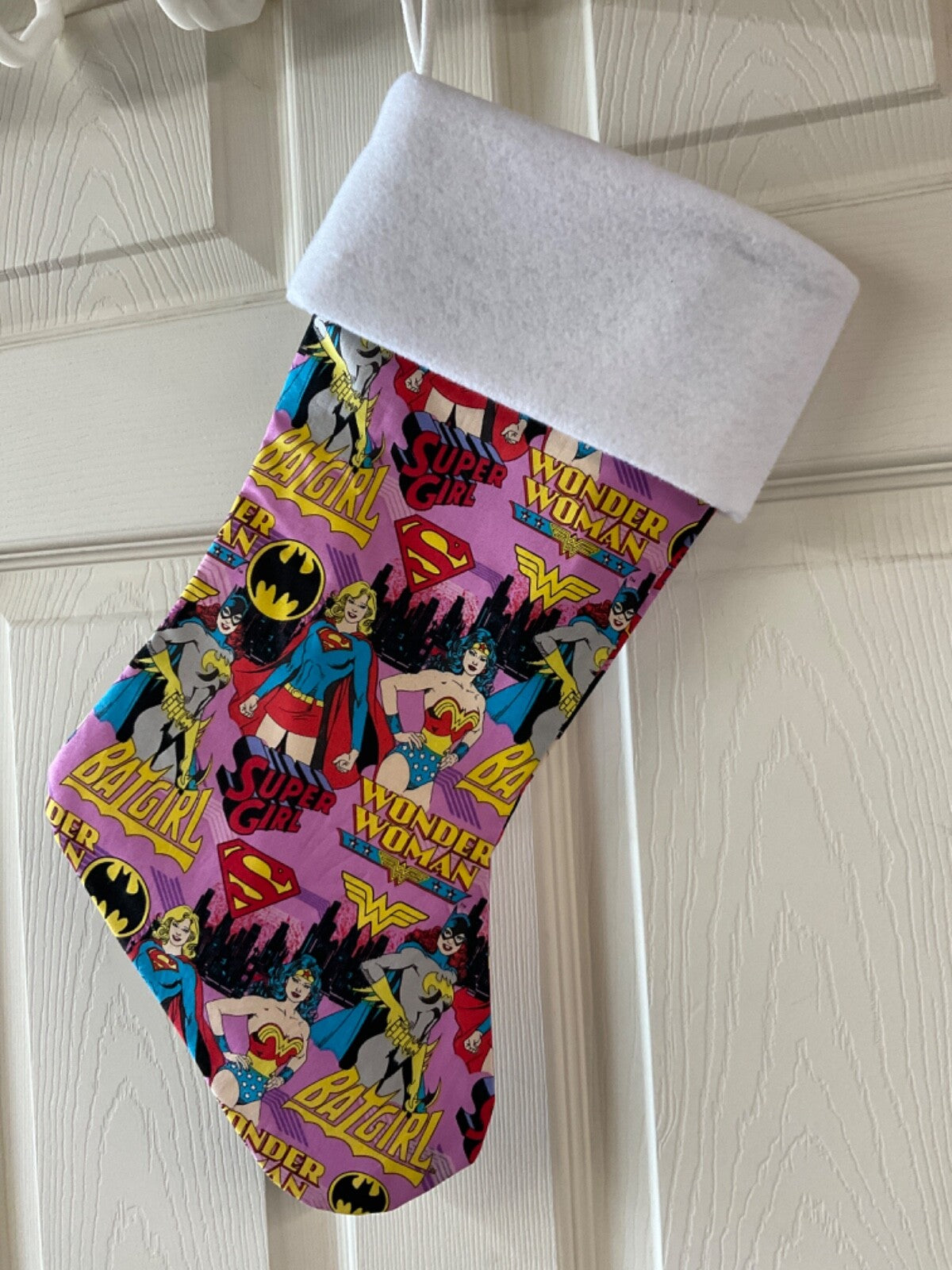 Super Girl, Batgirl, and Wonder Woman Christmas Stocking