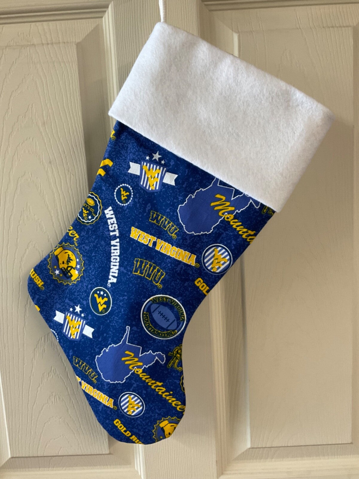 West Virginia Mountaineers State Design Christmas Stocking