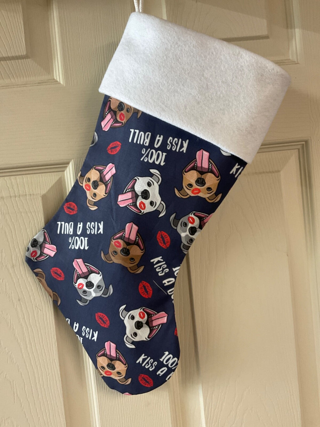 Kiss a Pittbull Christmas Stocking