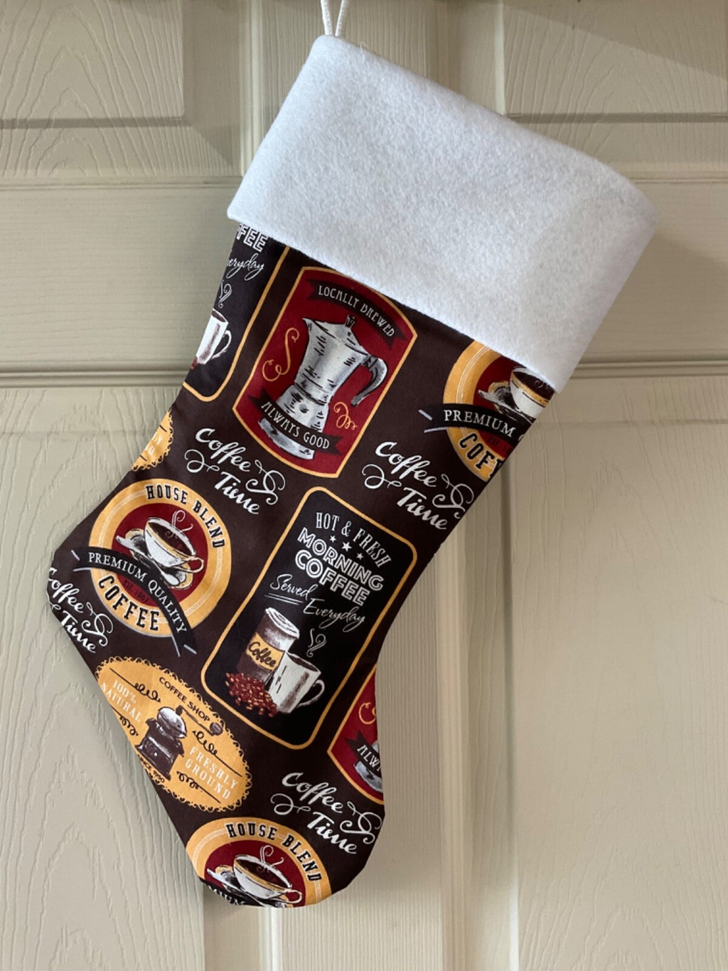Morning Coffee logo Christmas Stocking