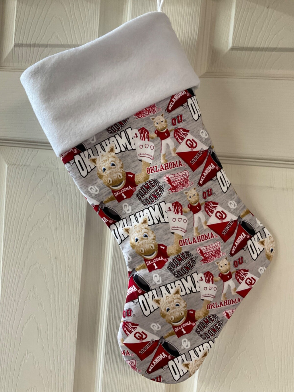 Oklahoma Sooners with mascot  Christmas Stocking