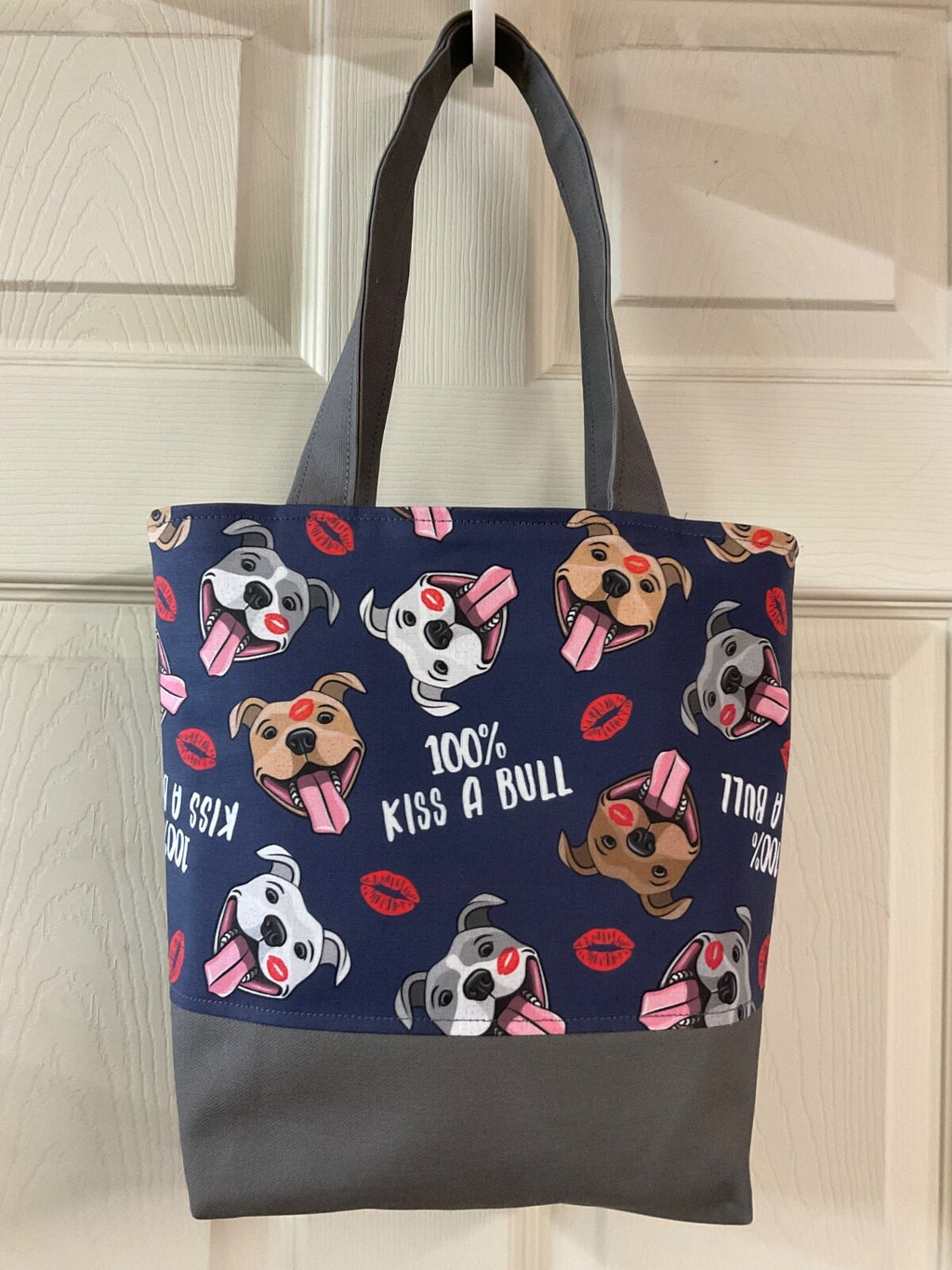 Pitbull lover Tote Handbag Handmade 10” x 12”