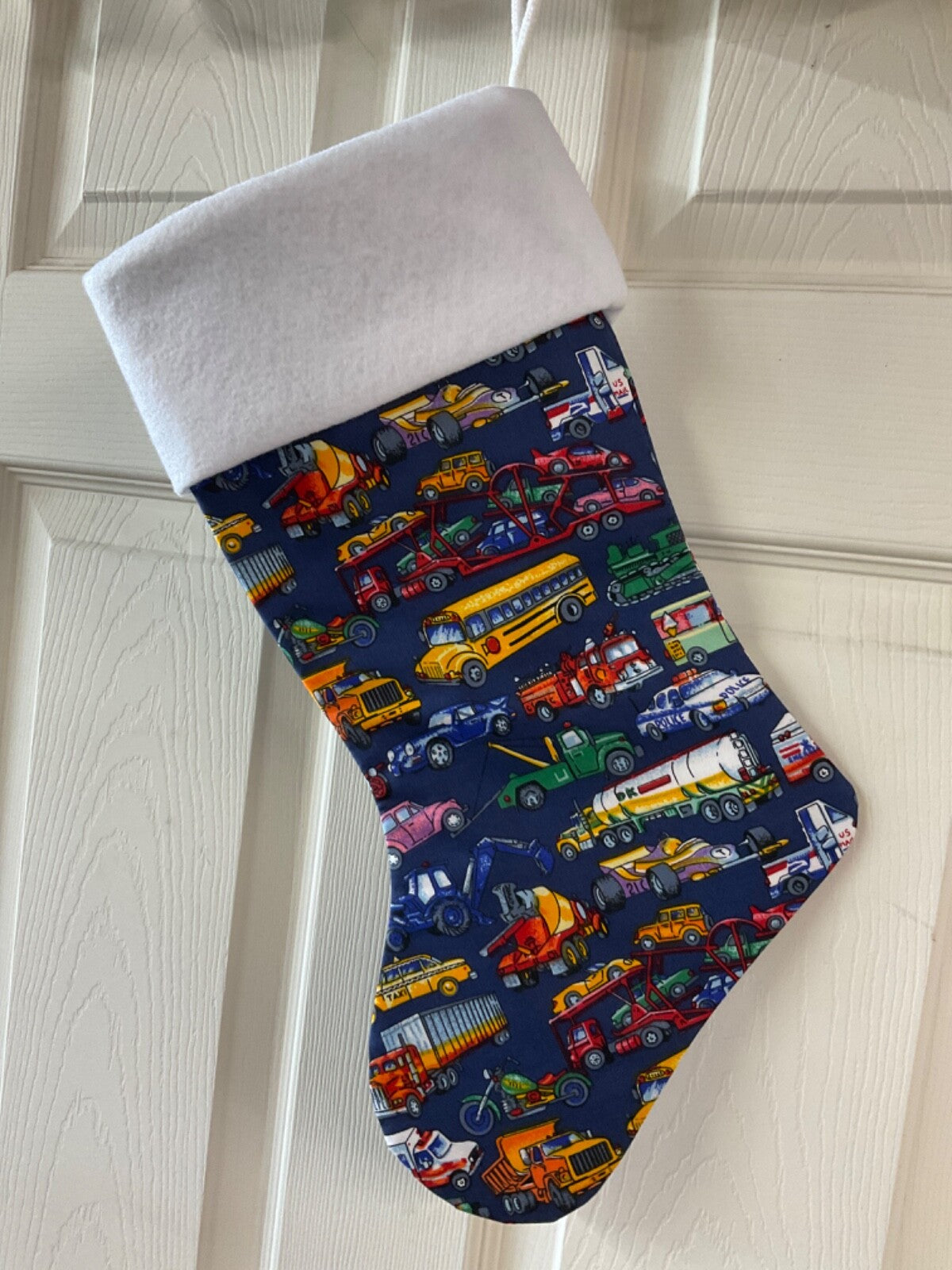 Mixed truck & Car Christmas Stocking