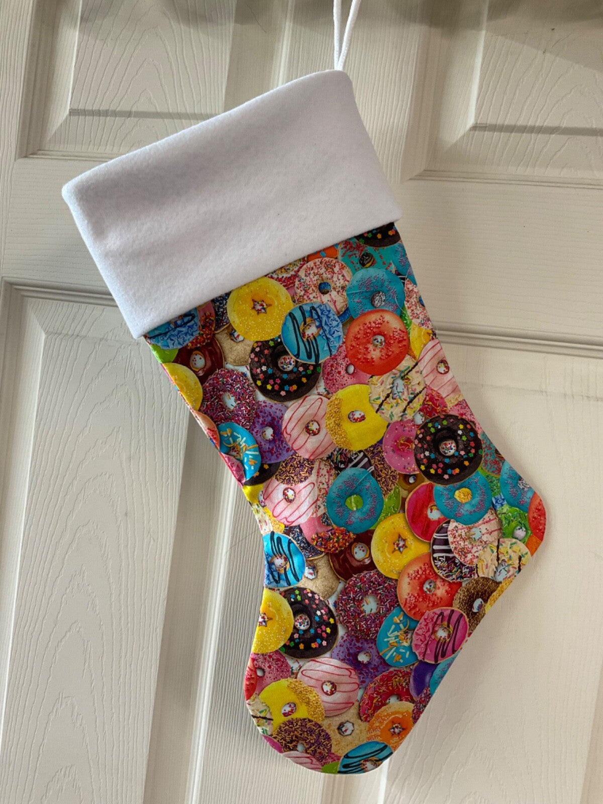 Colorful Doughnuts logo Christmas Stocking