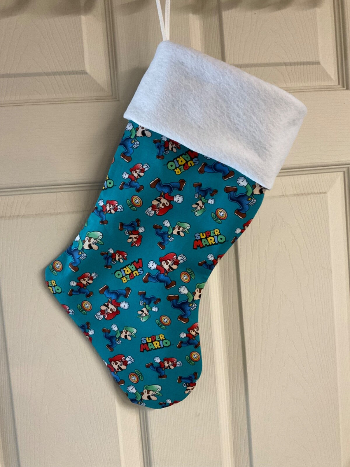 Super Mario ( teal) Christmas Stocking
