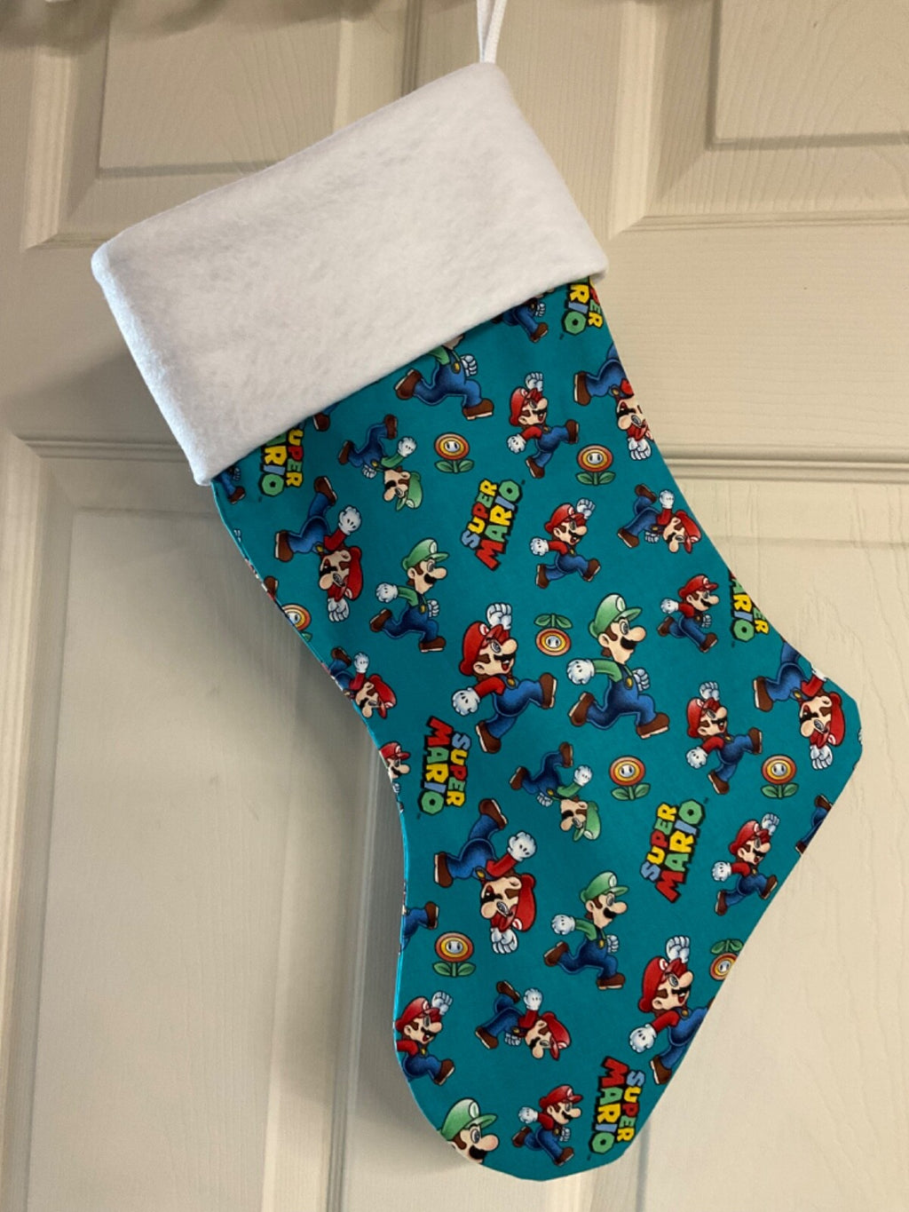 Super Mario ( teal) Christmas Stocking