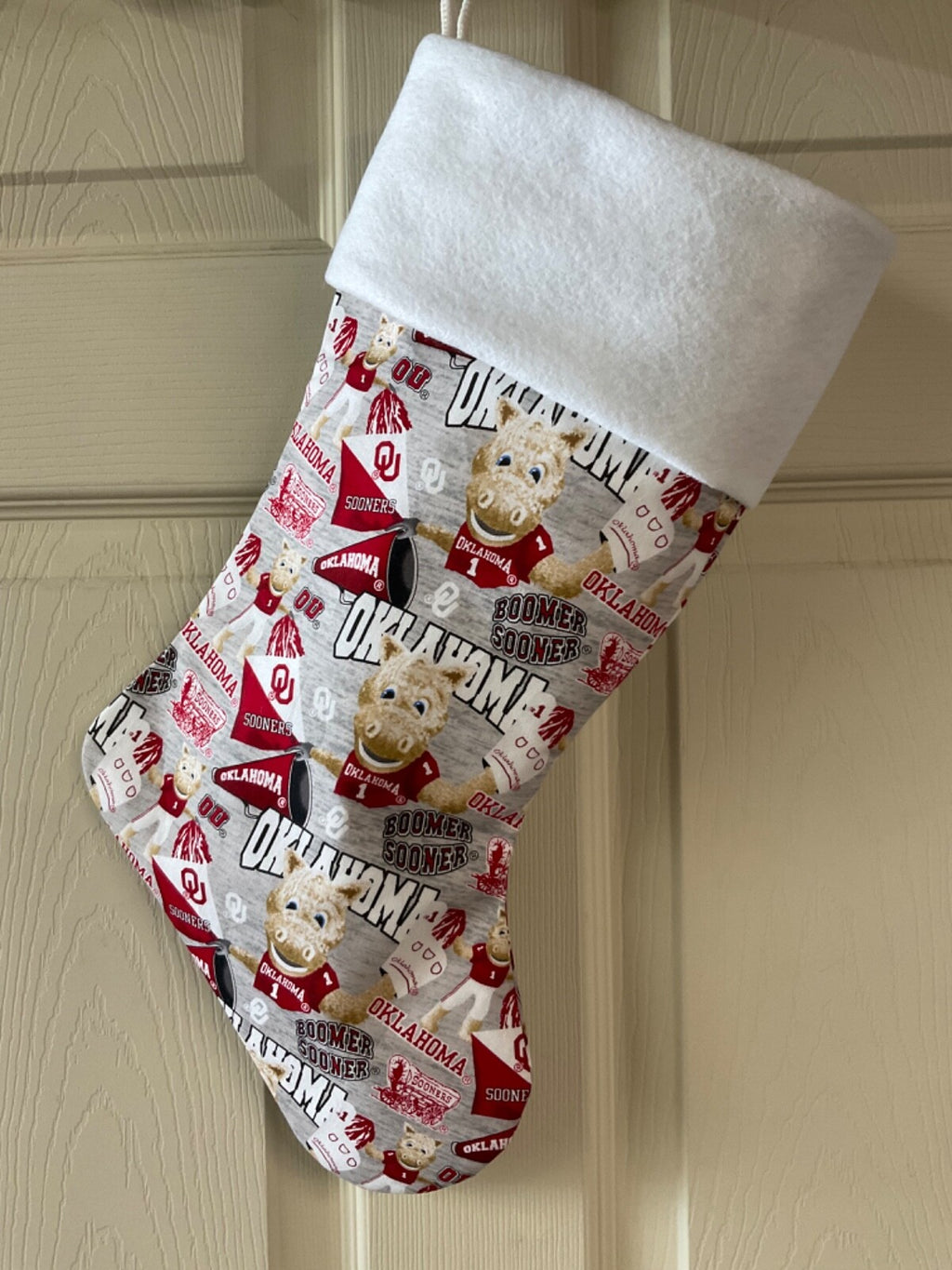 Oklahoma Sooners with mascot  Christmas Stocking