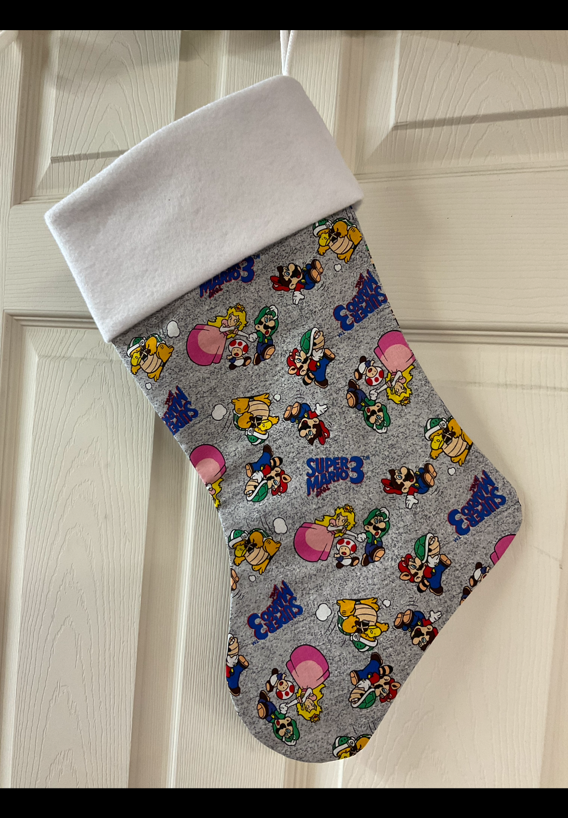 Super Mario (grey background ) Christmas Stocking
