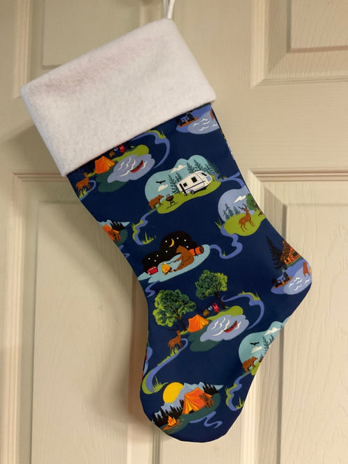 Camping logo Christmas Stocking