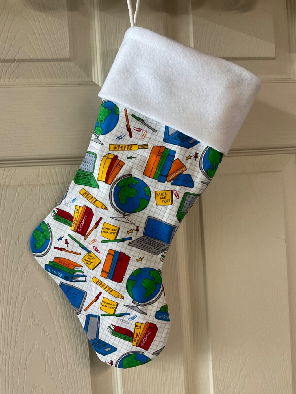 School supplies logo Christmas Stocking