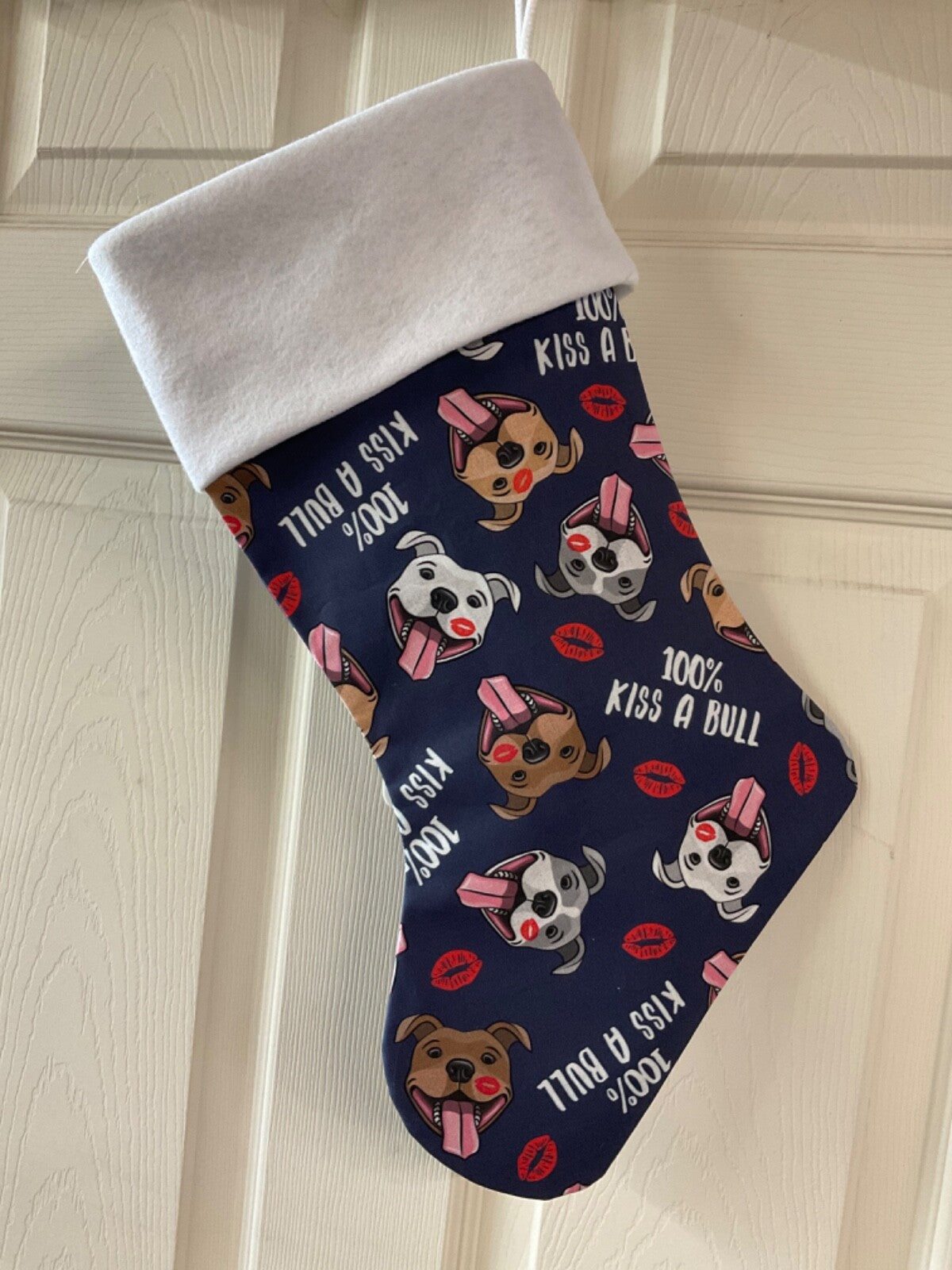 Kiss a Pittbull Christmas Stocking