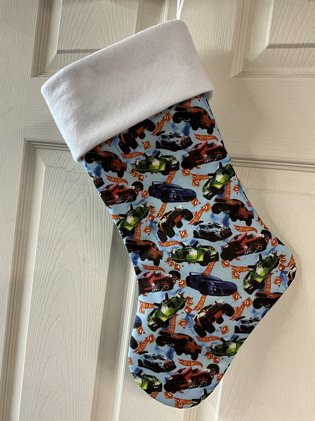 Hot wheels ( Lt Blue ) Christmas Stocking