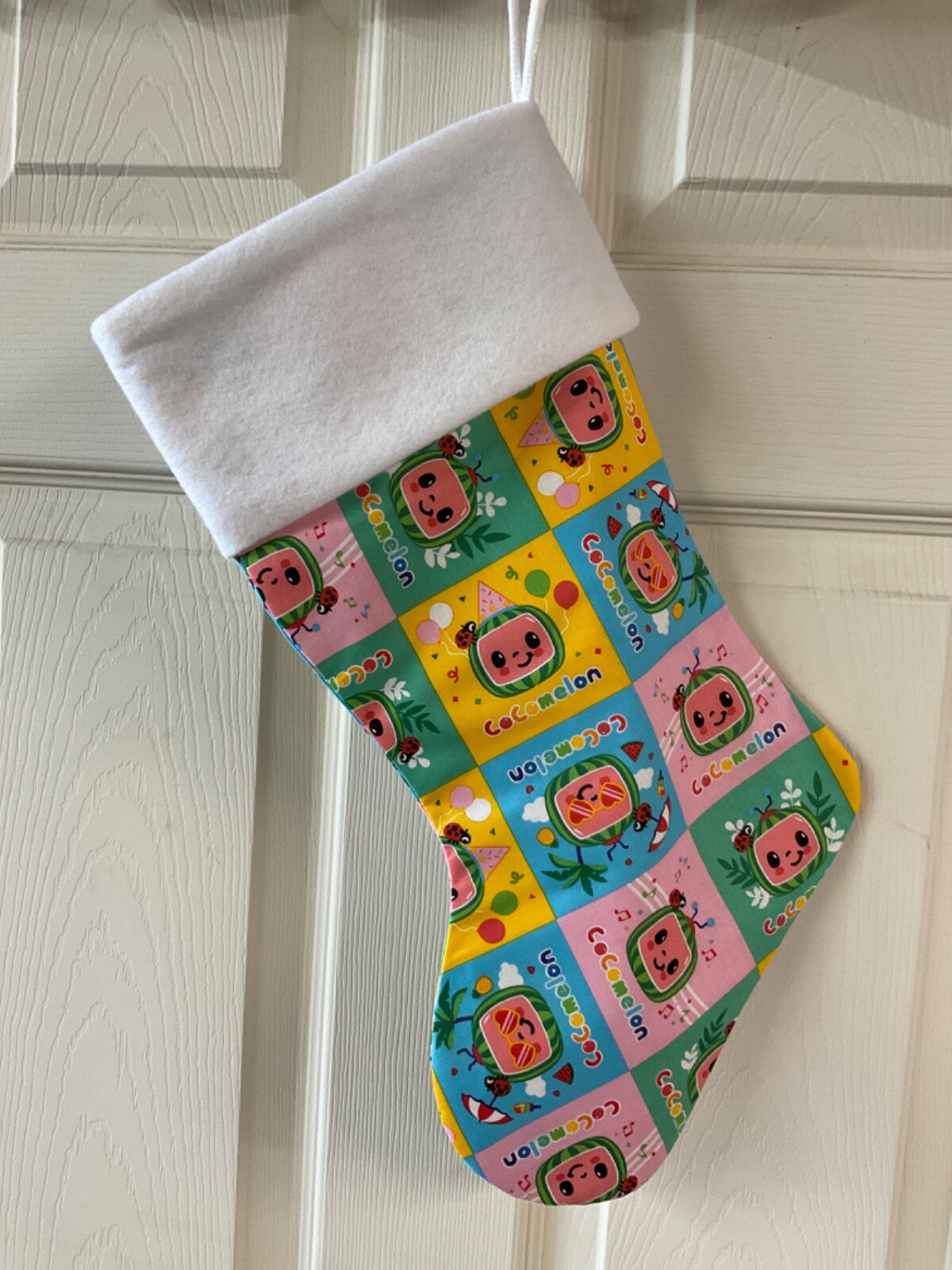 Coco melon squares  Christmas Stocking