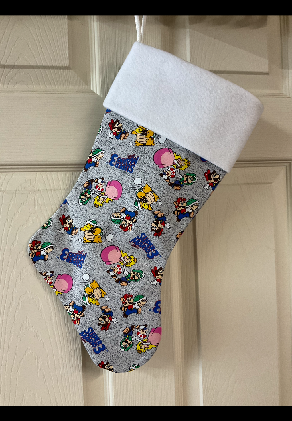 Super Mario (grey background ) Christmas Stocking