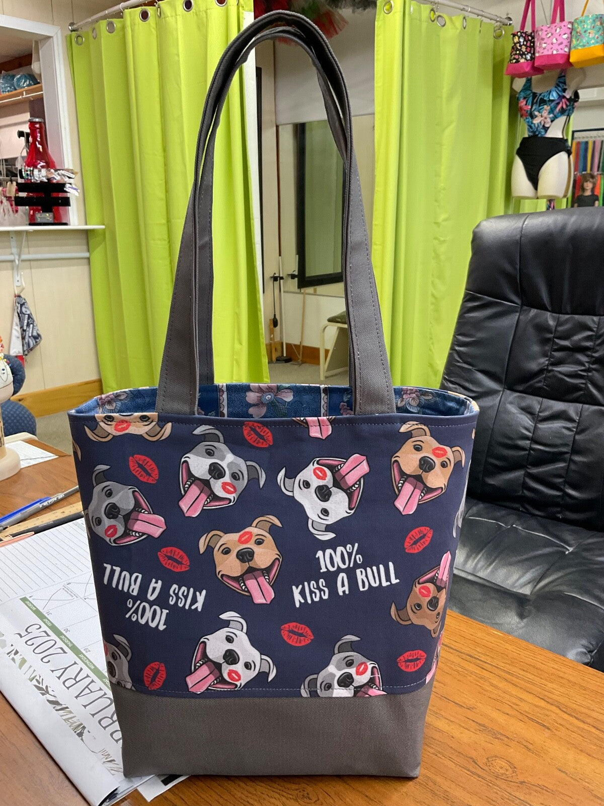 Pitbull lover Tote Handbag Handmade 10” x 12”