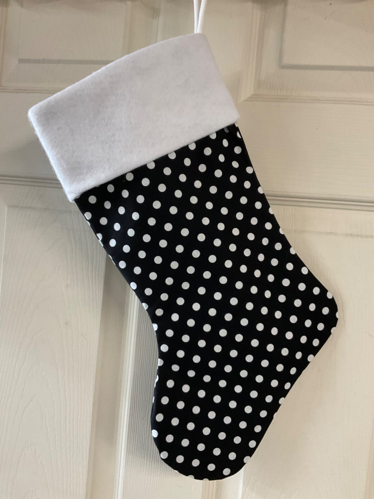 Black polka dots Christmas Stocking