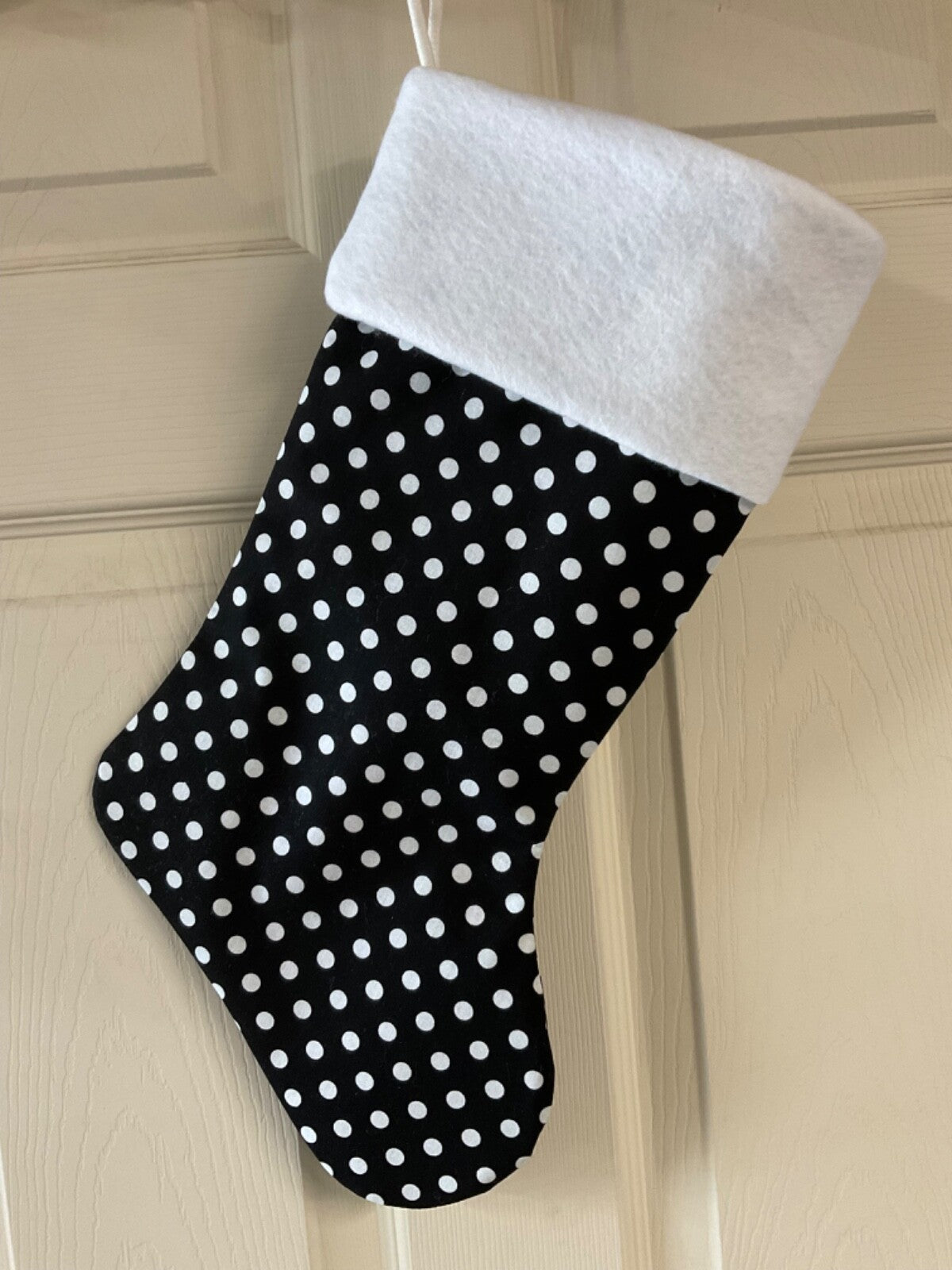 Black polka dots Christmas Stocking