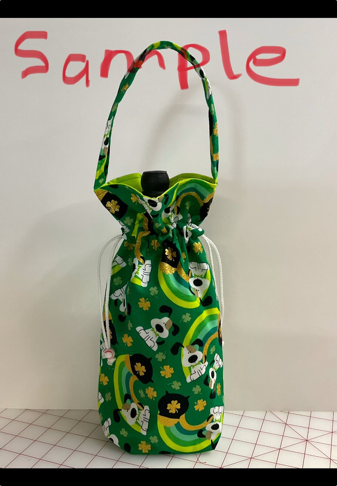 Handmade wine bottle gift bag #9